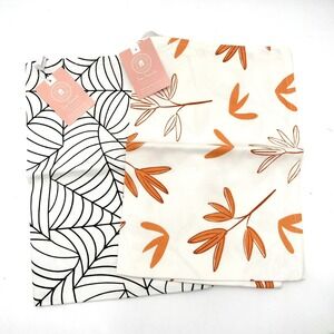 DECOCRATED NEW Tea Towels Set of 2 Spiderweb and Orange Leaf 100% Cotton 17x26